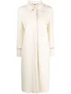 Fendi Logo-embroidered Leather Midi Coat In White