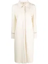 Fendi Logo-embroidered Leather Midi Coat In White