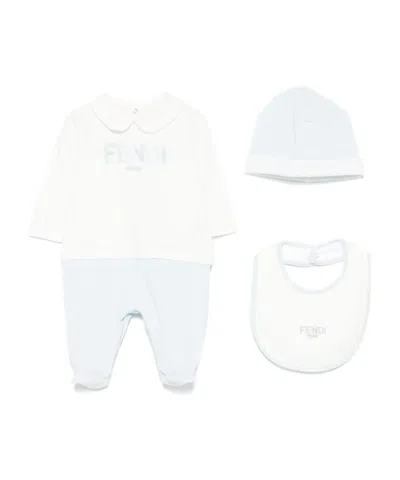 Fendi Logo-embroidered Pajama Set In Blue