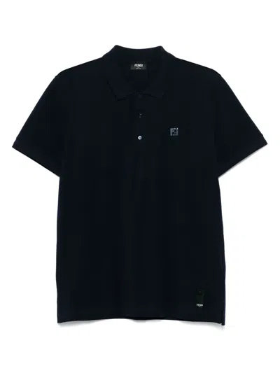 Fendi Logo-embroidered Polo Shirt In Black