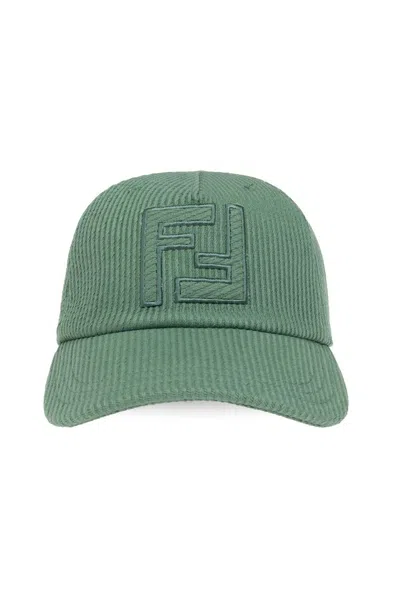 Fendi Logo Embroidered Ribbed In Green