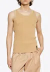 Fendi Men's Stretch Nylon Tank Top In Orange