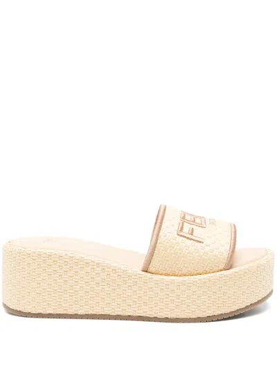 FENDI LOGO-EMBROIDERED SANDALS