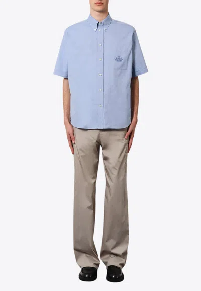 FENDI LOGO EMBROIDERED SHORT SLEEVED SHIRT
