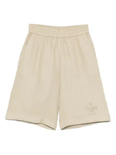 FENDI LOGO-EMBROIDERED SHORTS