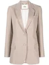 Fendi Logo-embroidered Single-breasted Blazer In Gold