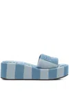 Fendi Sunshine Stripe Logo Platform Sandals In Blue