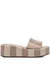 Fendi Sunshine Denim-effect Jacquard Flatform Slides In Brown
