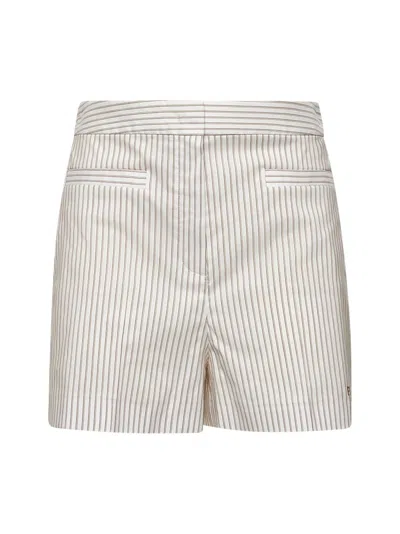 Fendi Tailored Cotton And Silk Striped Shorts In White