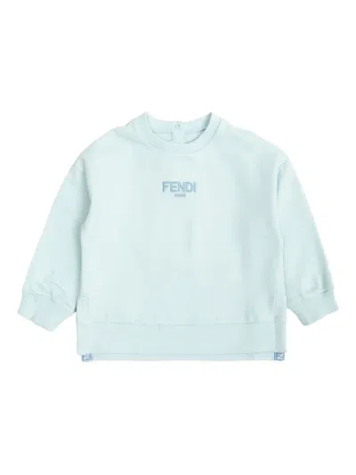 Fendi Babies' Logo Embroidered Sweater In Blue