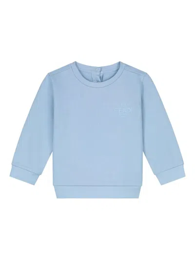 Fendi Babies' Logo-embroidered Sweatshirt In Blue
