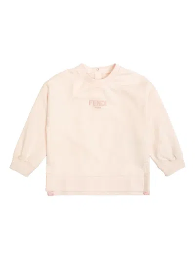Fendi Babies' Logo-embroidered Sweatshirt In Neutral