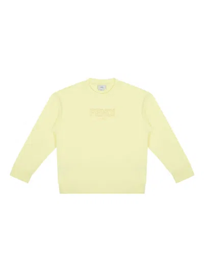 Fendi Kids' Logo-embroidered Sweatshirt In Yellow