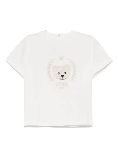 Fendi Logo-embroidered T-shirt In ホワイト