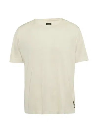 Pre-owned Fendi Logo-embroidered T-shirt In Neutral
