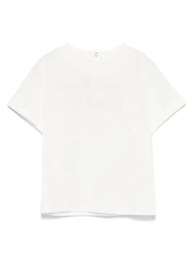 Fendi Babies' Embroidered-logo Cotton T-shirt In White