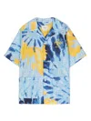 Fendi Logo-embroidered Tie-dye Shirt In Blue