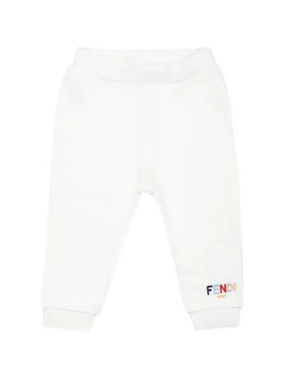 Fendi Babies' Logo-embroidered Track Pants In White