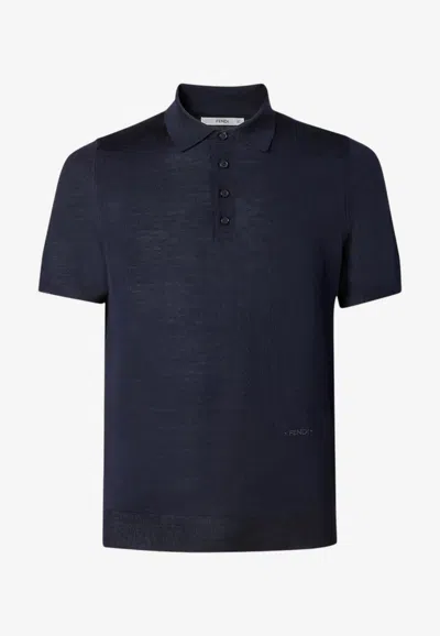 Fendi Logo Embroidered Wool Polo T-shirt In Multi