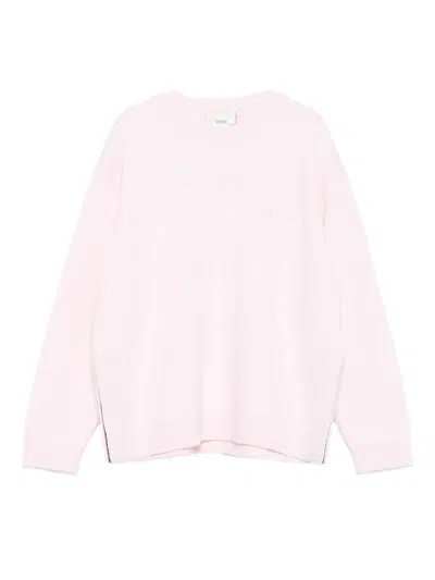 Fendi Kids' Logo-embroidered Wool Sweater In Pink