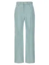 Fendi Women Logo Embroidery Denim Pants In Light Blue