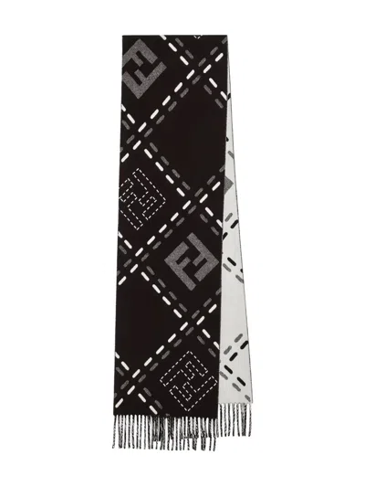Fendi Chocolate Brown Wool Scarf Women In Black