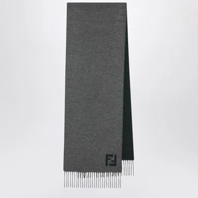 Fendi Logo Fringed Scarf In Gray