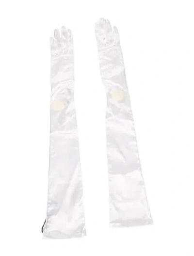 Pre-owned Fendi Logo Gloves In White