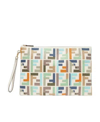 Fendi Logo Hand-held Bag In White
