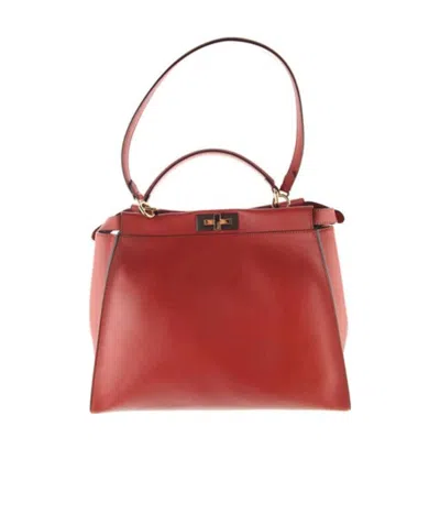 Fendi Logo Handbag In Red