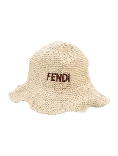 Pre-owned Fendi Logo Hat In Neutrals