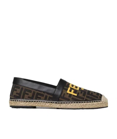 Fendi Logo Hemp Sole Casual Shoes In Brown