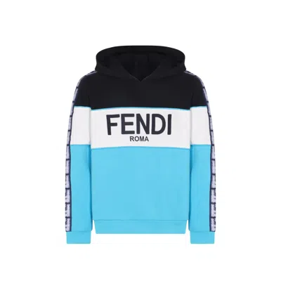 Fendi Logo Hooded Sweatshirt In Blue