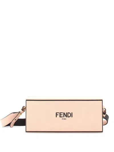 Pre-owned Fendi Logo Horizontal Box Crossbody Bag Leather Clutch Bag In Black