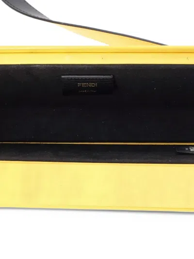 Pre-owned Fendi Logo Horizontal Box Crossbody Bag Leather Clutch Bag In Yellow