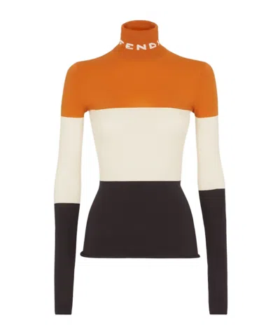 FENDI FENDI ROLL-NECK LOGO INTARSIA-KNIT JUMPER