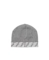 Fendi Logo-intarsia Turn-up Beanie In Gray