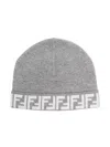 Fendi Logo-intarsia Turn-up Beanie In Grey