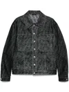 Fendi Ff-motif Denim Jacket In Grey