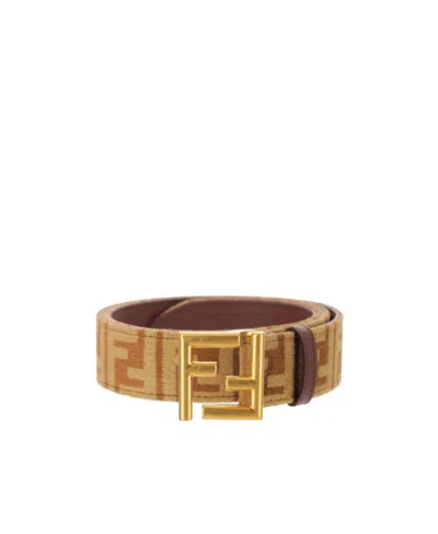 Fendi Logo-jacquard Canvas Belt In Brown