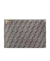 Fendi Logo-jacquard Clutch In Gray