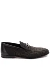 Fendi Logo-jacquard Loafers In Brown