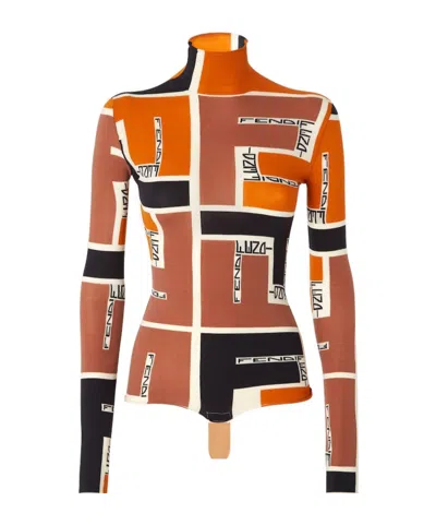 FENDI FENDI HIGH-NECK PRINTED JUMPER
