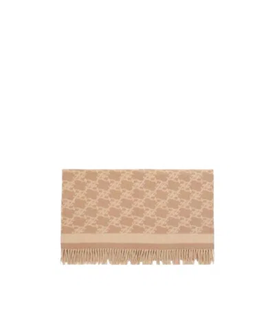 Fendi Logo Jacquard Scarf In Brown