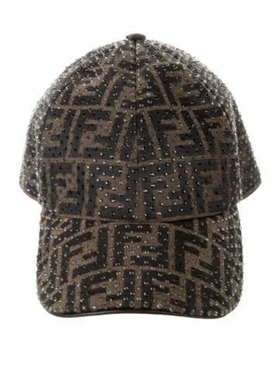 Pre-owned Fendi Logo Jacquered Hat In Brown