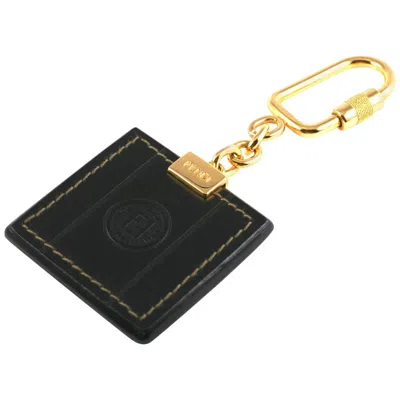 Pre-owned Fendi Logo Keychain In Black