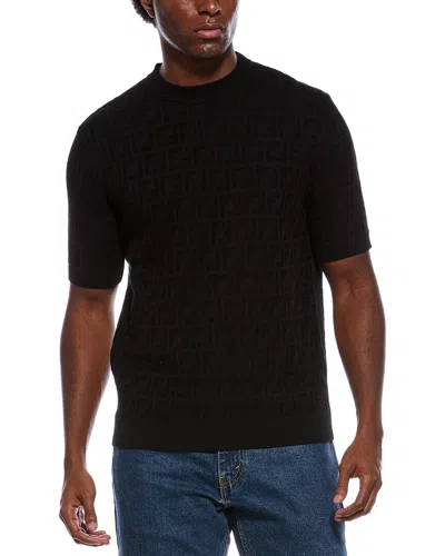 Fendi Logo Knit Shirt In Black