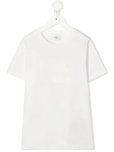 Fendi Kids' Logo Lettering T-shirt In White
