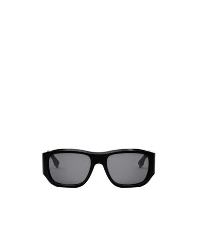Fendi Logo Logo Sunglasses In Black