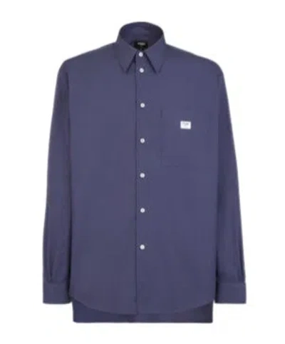 Fendi Logo Long-sleeved Shirt In Blue